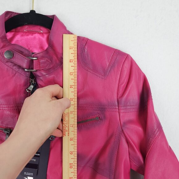 Women's Pink Leather Jacket - Picture 7 of 16